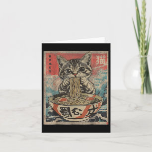 Cat Eating Ramen Noodles Kawaii Anime Manga Japane Karte