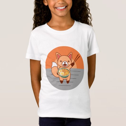 Cat Eating Ramen Noodles T-Shirt (Vorderseite)