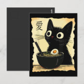 Cat eating ramen postkarte (Vorne/Hinten)