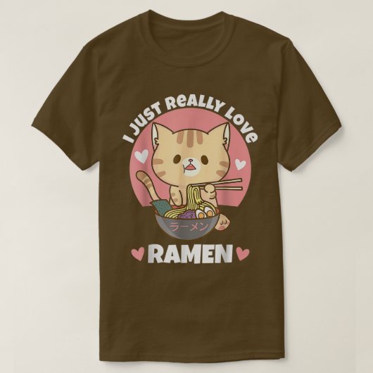 Cat Eating Ramen  T-Shirt (Design vorne)