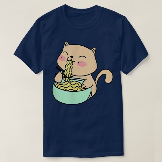 Cat Eating Ramen T-Shirt (Design vorne)