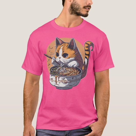 Cat Eating Ramen T-Shirt (Vorderseite)