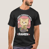 Cat Eating Ramen T-Shirt (Vorderseite)