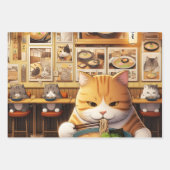 Cat Eating Ramen v1 Geschenkpapier Set (Vorderseite 2)