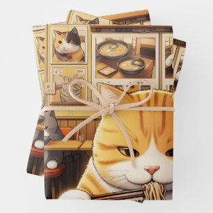 Cat Eating Ramen v1 Geschenkpapier Set