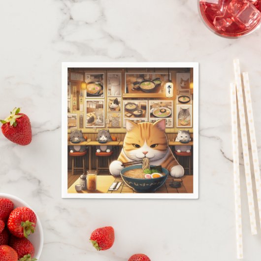 Cat Eating Ramen v1 Serviette (Beispiel)