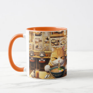 Cat Eating Ramen v1 Tasse