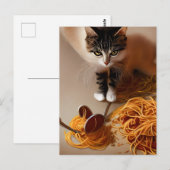 Cat Eating Spaghetti Postcard Postkarte (Vorne/Hinten)