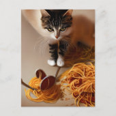Cat Eating Spaghetti Postcard Postkarte (Vorderseite)