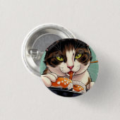 Cat Eating Sushi Button (Vorne & Hinten)