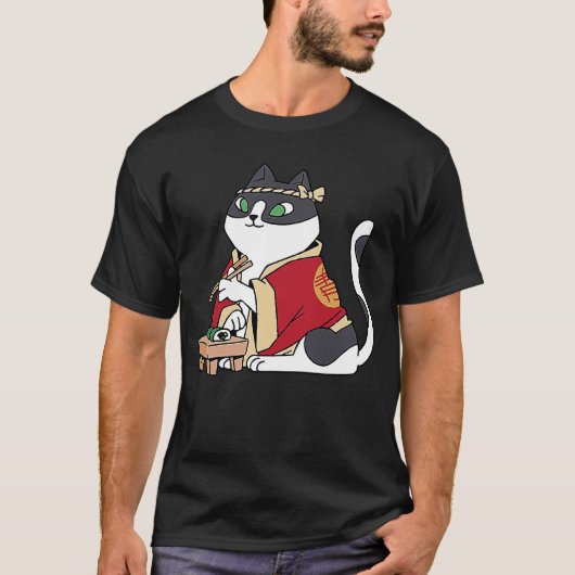 Cat Eating Sushi Cat Sushi Restaurant Sushi Cat T-Shirt (Vorderseite)