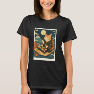 Cat Eating Sushi Japan Lover japanische Küche Chat T-Shirt