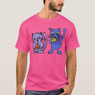 Cat Eating Taco und Pizza Funny Niedlicher Cartoon T-Shirt