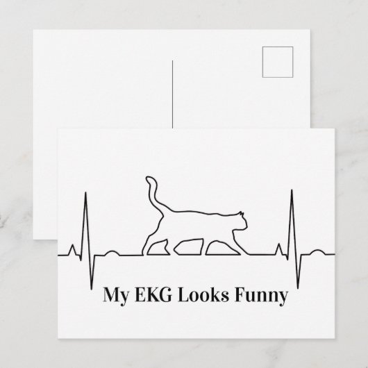 Cat EKG Postkarte (Vorne/Hinten)