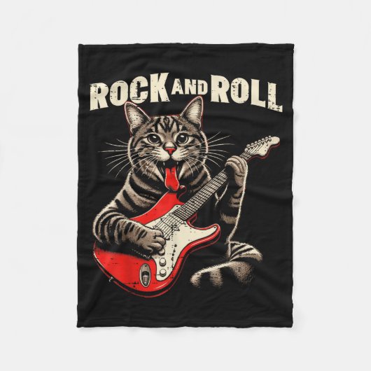 Cat Electric Guitar Rock And Roll Rocker Kitten Me Fleecedecke (Vorderseite)