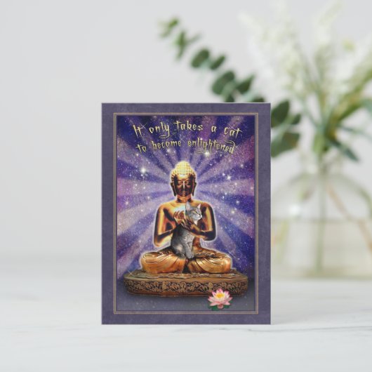 Cat Erleuchtung Postkarte (Stehend Vorderseite)