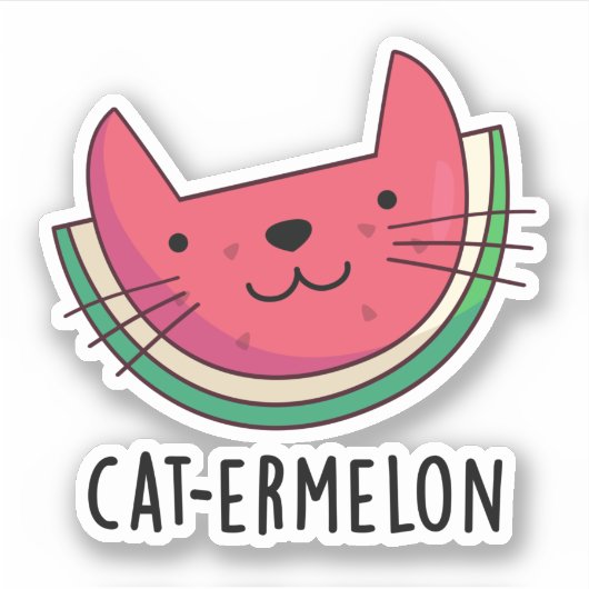 Cat-ermelon Funny Cat Watermelon Pun Aufkleber (Vorderseite)