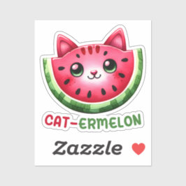 Cat-ermelon Funny Cat Watermelon Pun Aufkleber