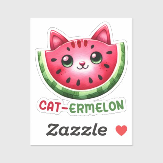 Cat-ermelon Funny Cat Watermelon Pun Aufkleber (Blatt)