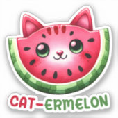 Cat-ermelon Funny Cat Watermelon Pun Aufkleber (Vorderseite)