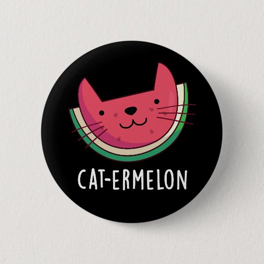 Cat ermelon Funny Cat Watermelon Pun Dark BG Button (Vorderseite)