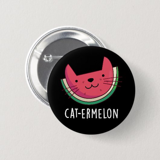 Cat ermelon Funny Cat Watermelon Pun Dark BG Button (Vorne & Hinten)