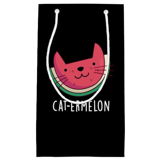 Cat ermelon Funny Cat Watermelon Pun Dark BG Kleine Geschenktüte (Vorderseite)