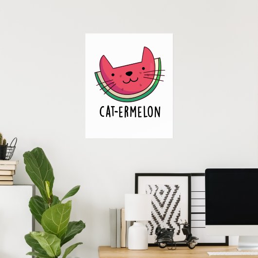 Cat-ermelon Funny Cat Watermelon Pun Poster (Heimbüro)