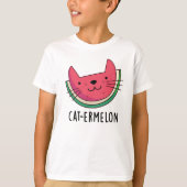 Cat-ermelon Funny Cat Watermelon Pun T-Shirt (Vorderseite)