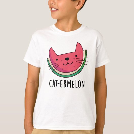 Cat-ermelon Funny Cat Watermelon Pun T-Shirt (Vorderseite)