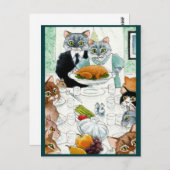 Cat Erntedank Türkei Abendessen Freundlichkeit Postkarte (Vorne/Hinten)