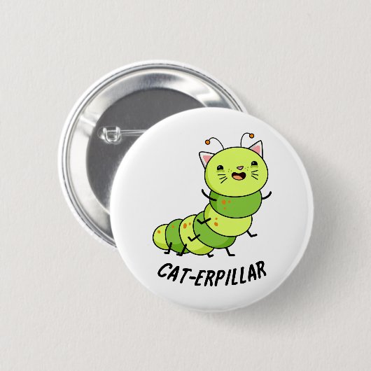 Cat-erpillar Funny Raupe Pun Button (Vorne & Hinten)