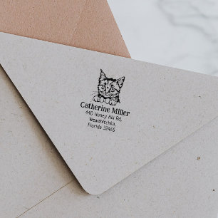 Cat European Kurz Hair Rücksendeadresse Gummistempel