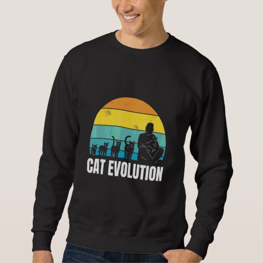 Cat Evolution Cool Retro Spaß Seltsame Bizarre Kun Sweatshirt (Vorderseite)