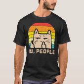 Cat Ew People Sunset Retro Anti Social Introvert M T-Shirt (Vorderseite)