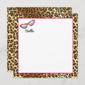 Cat Eye Glasses Leopard Print w/Individuelle Name Mitteilungskarte (Vorne/Hinten)