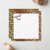Cat Eye Glasses Leopard Print w/Individuelle Name Mitteilungskarte (Vorderseite/Rückseite Beispiel)