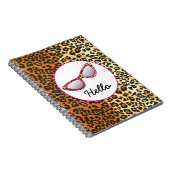 Cat Eye Glasses Leopard Print w/Individuelle Name Notizblock (Rechte Seite)