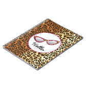 Cat Eye Glasses Leopard Print w/Individuelle Name Notizblock (Linke Seite)