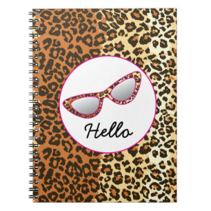 Cat Eye Glasses Leopard Print w/Individuelle Name Notizblock