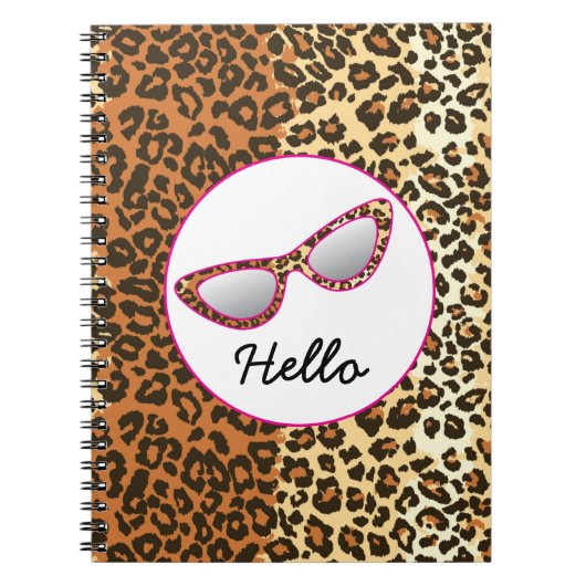 Cat Eye Glasses Leopard Print w/Individuelle Name Notizblock (Vorderseite)