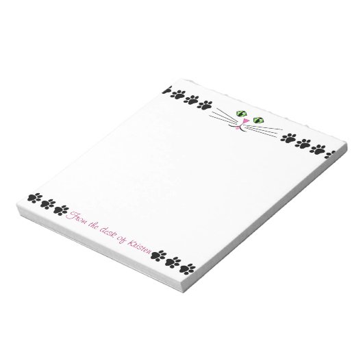 Cat Eyes and Paw Prints 5.5" x 6" Notepad Notizblock (Rotiert)