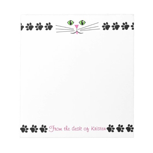 Cat Eyes and Paw Prints 5.5" x 6" Notepad Notizblock (Vorderseite)