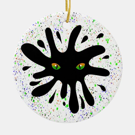 Cat Eyes Blick auf ein Black Blood Weihnachten Keramik Ornament (Vorne)