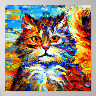 Cat Eyes No.1 im Stil von Leonid Afremov. Poster