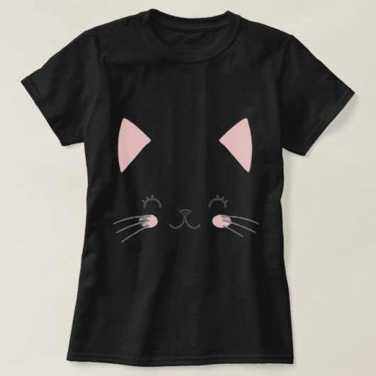 Cat Face Black T - Shirt - Purfect Lässig Wear for (Design vorne)