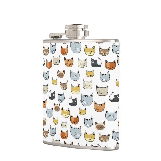 Cat Face Doodle Muster Flachmann (Links)