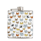 Cat Face Doodle Muster Flachmann (Vorderseite)