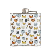 Cat Face Doodle Muster Flachmann (Rückseite)