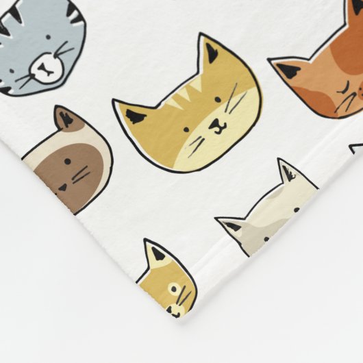 Cat Face Doodle Muster Fleecedecke (Ecke)